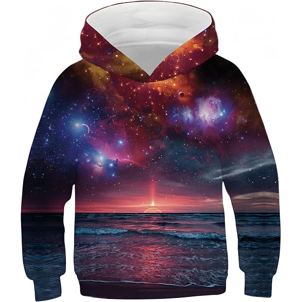 Ocean Plus Sweat à Capuche Garçon Fille Licorne Multicolore - Pull Imprimé 3D Doux Et Confortable