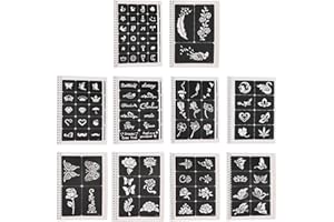 BRRNOO Szablony Tatuaży Brokatowych - 10 Arkuszy Wielokrotnego Użytku, Zestaw Tymczasowych Tatuaży dla Dzieci, 97 Wzorów do Malowania Ciała, Naklejki