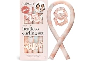 ‎KITSCH Kitsch Satin Locken ohne Hitze - Heatless Lockenwickler Stirnband für Kurzes & Langes Haar Lockenwickler über Nacht, Locken über Nacht, Heatless Curls Band, Lockenband, locken ohne hitze - Sunset