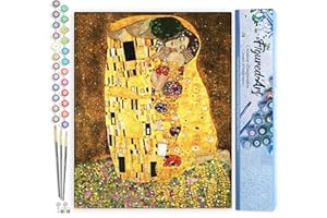 Figured'Art Pintar por Numeros Adultos El Beso - Manualidades pintura acrilica Kit Cuadro DIY completo - 40x50cm sin bastidor