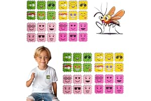 LEDDY LIVING 48 szt. łatek przeciw komarom usuwa komary z uśmiechem - kolorowe plastry na trawę cytrynową przeciw owadom dla dzieci i dorosłych ze 100% naturalnymi składnikami