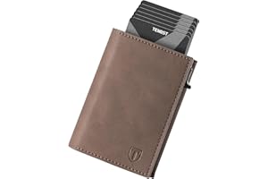 TENBST Portafoglio Uomo Slim, Porta Carte di Credito con Protezione RFID, Porta Tessere con Portamonete e Scomparti Banconote, Portafoglio in Pelle, Box Regalo