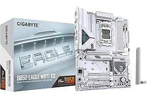 Gigabyte B850 Eagle WIFI7 Ice Carte mère - Processeurs AMD Ryzen série 9000, VRM numérique 8+2+2 Phases, jusqu'à 8200 MHz DDR5 (O.C.), 1x M.2 PCIe 5.0 + 2X M.2 PCIe 4.0, Wi-FI 7, LAN 2.5 GbE