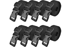 TRIWONDER Correa de Amarre Cinchas de Sujeción de Carga Cinchos para Manipulación de Material 4 Pcs (Negro - 25mm - 8 Piezas, 1.5m)