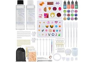 Elekin Kit de Resina Epoxi, Resina Epoxi Kit, Resina Epoxi Transparente para Principiantes, Kit Completo con Moldes, Pigmentos, Relación de 1: 1 Resina para Manualidades,Fabricación de Joya