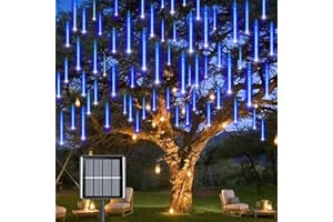 ATFKZADV Lumières Solaires de Pluie de Météores, Guirlandes Lumineuses IP65 Imperméable Lumières de Noël avec Tubes de 30 cm, 8 Tubes, Total 240 LED pour Décoration de Arbre Mariage Intérieur Fête Jardin