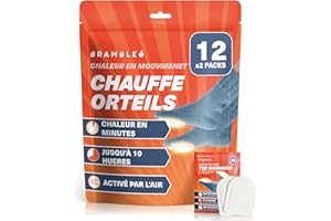 Bramble - Chauffe-Orteils adhésifs (12 Paires, 24 au Total) - Patchs adhésifs Ultra-Fins pour Chaussures et Bottes - Activés à l'air et sans Odeur - Jusqu'à 10 Heures de Chaleur