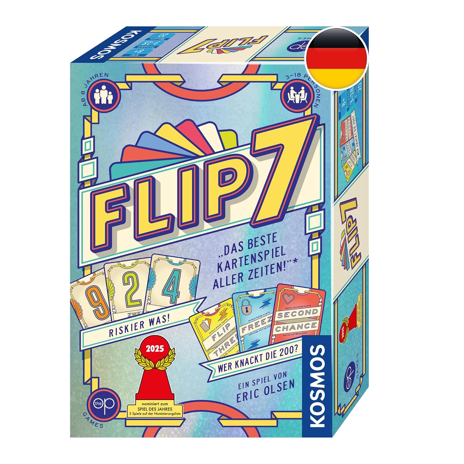 Kosmos Flip 7, Kartenspiel mit schnellem und einfachen Black Jack Prinzip | Deutsche Ausgabe, für 3-18 Personen ab 8 Jahren, lustiges Spiel für große Gruppen, nominiert zum Spiel des Jahres 2025