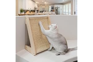 PETKARAY Tiragraffi per Gatti, Rampa Tiragraffi in Sisal per Gatti, Tiragraffi a Forma di L per Gatti da Interno, Protezione per Mobili da Parete con Erba Gatta (Piccola Taglia)