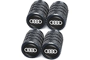 ANDYLV for Audi Alloy Tyre Valve Caps, 4PCS Car Tyre Caps Compatible with Audi A1 A3 RS3 A4 A5 A6 A7 RS7 A8 Q3 Q5 Q7 R8, Leak-Proof Dust Caps for Car Tyres, Black