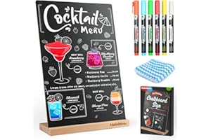 ‎HALOBIOS Halobios Aufsteller Schiefertafel zum Beschriften 20.5 x30.5 cm Kleine Tafel mit 6 Kreidefarben und Tafelwischer Kreidetafeln für Preisschilder Buffettisch Geburtstag Hochzeit Party Event
