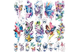 Acevegue 79 Fogli Tatuaggi Temporanei Donna Adulti, Acquerello Tatuaggi Finti Realistici, Impermeabile Falso Braccia Gambe Adesivi Tatuaggio Temporaneo Donna