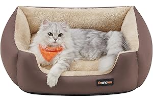 Feandrea Cama para Perros, Sofá Cama para Mascotas, Alfombra Extraíble y Reversible, Bordes Elevados, Base Antideslizante, Talla S, 60 x 50 x 20 cm, Marrón Café y Beige Arena PGW001Z