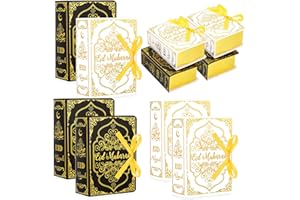 HOWAF 12 Boite Eid Mubarak Box Eid Mubarak Decoration Gateau, Boite Aid Moubarak Quran Eid Mubarak Boite Oîte à Dragées Bonbonnières Papier pour Islamique Musulman Ramadan Eid Mubarak Decoration