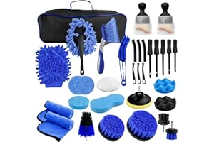 Dromzen Limpieza Coche, Cepillo Limpieza Coche, Kit Limpieza Coche Interior, Cepillos Limpieza Coche para Limpieza Interior y Exterior, Salpicadero, Ruedas, con Bolsa de Almacenamiento