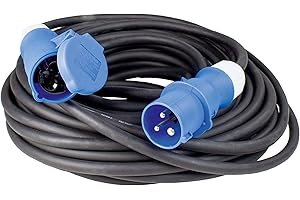 as - Schwabe Cable de extensión CEE para caravana - 3 polos, 230 V /16 A - Enchufe CEE y acoplamiento CEE - IP44 con tapa protectora - Cable de extensión de 10 m - Negro