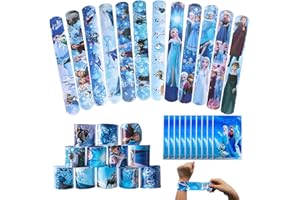 Henkodo Prezent z motywem królowej lodu, 12 bransoletek typu slap, 10 torebek prezentowych, na urodziny dziecka, bransoletka zatrzaskowa, dla księżniczki, na imprezę, dekoracja dla fanów, dziewcząt, prezent urodzinowy