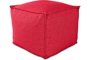 DESHOME - Pouf poggiapiedi 60x60x50 cm idrorepellente con imbottitura sfoderabile per esterno interno: Puff design per divano soggiorno camera da letto, Puff, Pouffe salotto Light Pouf (Rosso)