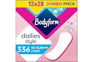 Bodyform Dailies So Slim Panty Liners, 336 (12 x 28 Packs) Lightly Scented, Breathable, Flexible, Individually Wrapped Liners