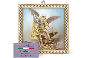 F.LLI BONELLA FRATELLI BONELLA - Piastrella 20x20 cm in Ceramica Raffigurante San Michele - Piastrella con Figura Sacra da Appendere - Piastrella in Ceramica