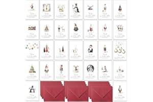 ‎THE LAZY PANDA CARD COMPANY Weihnachtskarten mit Umschlag Set 30 Skurrile Weihnachtsmänner und lustige Rentiere - Klappkarten Weihnachtsgrußkarten