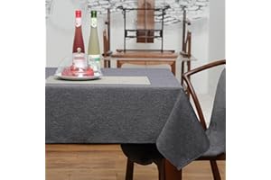 Yrendenge Grey Linen Tablecloth, Water Resistant Table Cloth, Washable and Wrinkle Free Dining Tablecloth, Outdoor Rectangular Table Cover for Kitchen Party, 51x63in (130x160cm)