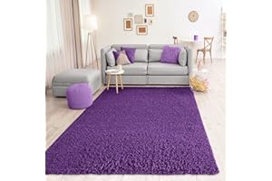 VIMODA Teppich Prime Shaggy Hochflor Langflor Einfarbig Modern Lila für Wohnzimmer, Schlafzimmer, kinderzimmer, Maße:230x320 cm