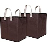 DOUBLE R BAGS Jute Shopping Grocery Vegetable Bag with Reinforced Handles , Underbed Storage Bag with Zip (Brown)-Combo of 2