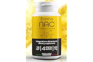 Veetaly NAC N-Acetil-Cisteina 600 mg per Difese Immunitarie Adulti - 4 Mesi, 120 Compresse Vegan