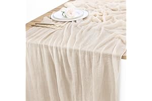 LEADERPRO Runner da Tavolo in Chiffon in Beige Naturale, Sottile, per Compleanni, Matrimoni, 80 x 300 cm