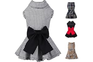 MAMORE Dog Dress with Bowknot, Fashional All Weather Puppy Clothes Wedding Holiday Princess Pet Dresses for Small Dogs Cats Girl (White&Black, Small)