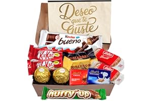CIA&CO Coffret cadeau LINDT + FERRERO et jusqu'à 12 pralines et chocolats Kinder Bueno, Toblerone, Kit Kat, biscuits Lotus Biscoff et chocolat Hurry Up · Avec carte personnalisée