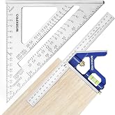 WORKPRO Carpentry Square Set, 2-Piece | Includes 300 mm Combination Square and 180 mm Triangular Ruler for Precision Measurem