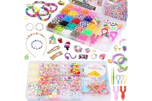 ELEKIN Zestaw do uzupełniania bransoletek z tęczowymi elastycznymi taśmami Loom pudełko pudełko do przechowywania bransoletka naszyjnik narzędzie do robienia na drutach zabawki dla dzieci (XXXL)