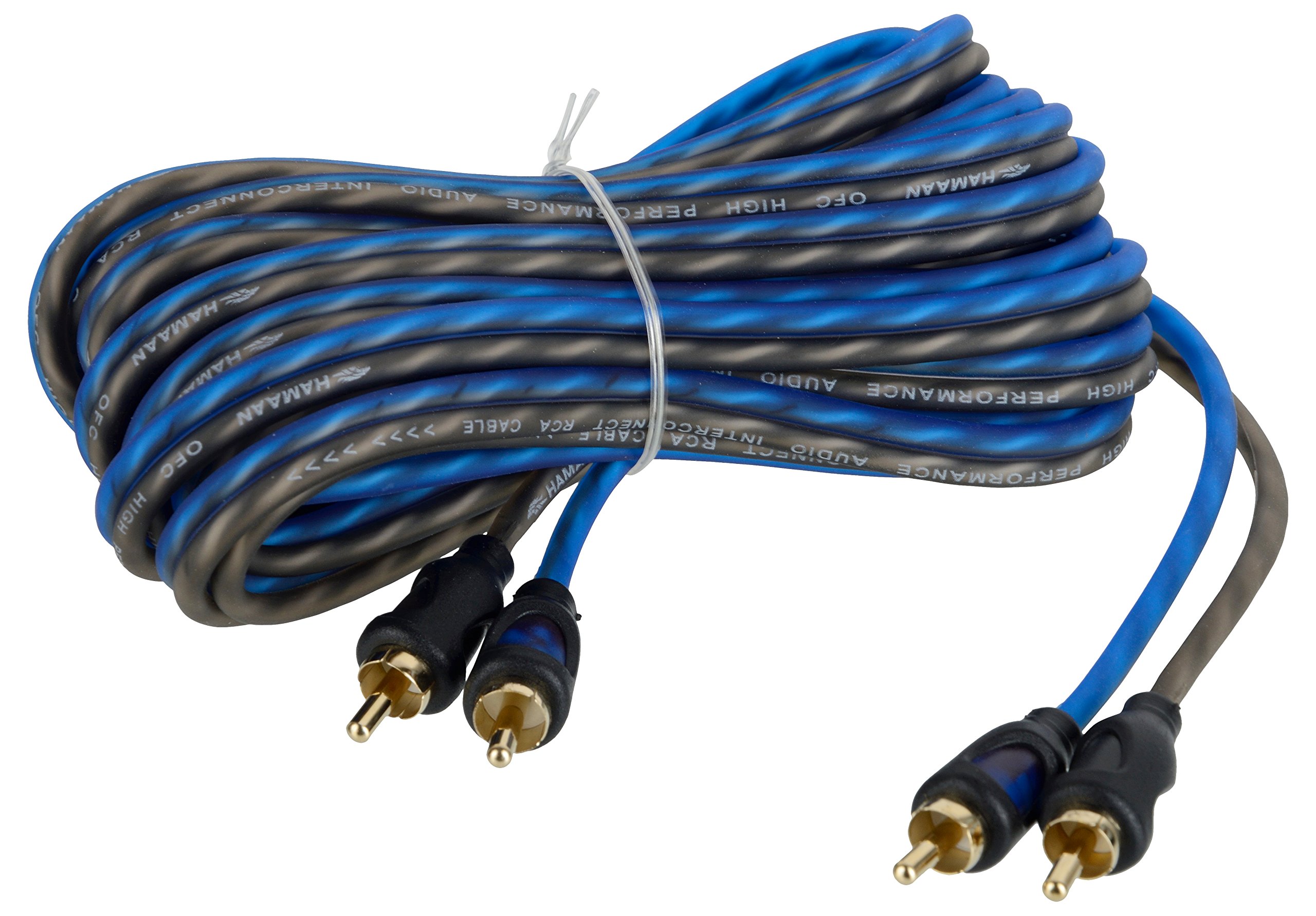 HMRC-5 RCA 2-Channel Twisted 2-Male to 2-Male RCA Audio Cable - 5 Meter (blue and grey)