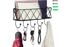 BELLE VOUS Porte Clef Mural & Courrier avec 5 Crochets - Boite a Clef Decorative/Trieur de Lettres - Porte Clés Mural en Métal pour Maison, Entrée, Hall d’Entrée, Salon ou Vestiaire
