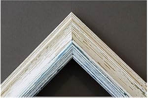 Artecentro cornice per quadri tele - shabby chic bianco-colore in legno varie misure offerta (bianco/blu, 50x50 + passepartout)