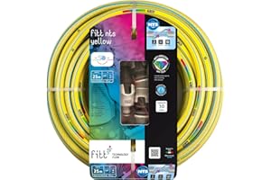 FITT NTS Yellow 5/8" (15mm) 25m - Manguera para Riego de Jardín, Robusta para Uso Intensivo, con Lanza con Flujo Regulable y Racores