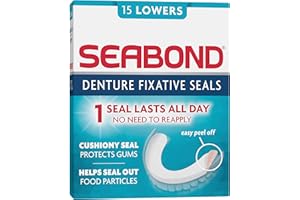 Seabond Denture Fixative Seals, Soft Adhesive Cushion, Last All Day and Protect Gums, 15 Lowers