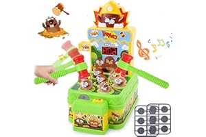 NMM Jouet De La Taupe, Mini Jeu d'arcade électronique, Interactif Marteler des Jouets Hit Mole avec 2 Marteaux+12 Devises de Jeu, Jeu pour Les Tout-Petits, Jeux Montessori Les Enfants de 3+ Ans