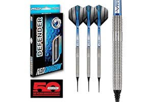 RED DRAGON Darts – Defenders – 85% profesional de tungsteno dardos con alas y caña (tallo) – Disponible en barril Triton Soft Tip 19 g / 21 g Peso completo y punta de acero 22 g y 24 g