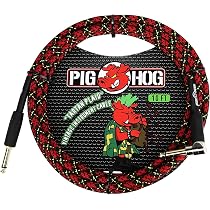 Câble De Guitare Pig Hog PCH10AGR - 6,35 Mm Angle Droit, Gaine Tissée, Connecteurs Plaqués Or, Qualité Professionnelle