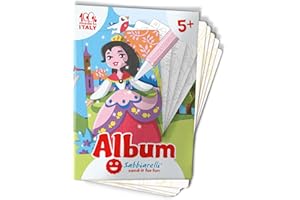 Sabbiarelli Sand-it For Fun - Álbum Las Princesas con 5 Dibujos Adhesivos para Colorear con Arena de Colores (no incluida) - Manualidades Creativas y Preescritura - Juego Educativo a Partir de 5 Años