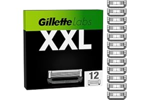 Gillette Labs Lot De 12 Recharges De Rasoir Pour Hommes, AUTHENTIQUES, A 5 Lames Ultra-Affutées, Barre Exfoliante Pour Un Rasage Doux Et Efficace, Compatibles Avec Les Manches GilletteLabs