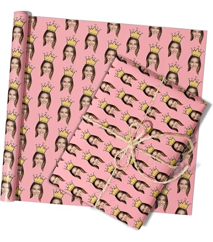 Papier cadeau personnalisé avec visage pour un anniversaire