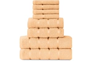 GC GAVENO CAVAILIA Juego de 8 Toallas de algodón Egipcio, Toalla de Cara, Toalla de Mano, Toalla de baño, Toallas de Secado rápido y Altamente absorbentes, Toallas Lavables para baño