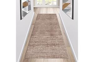 Siunwdiy Brown Rubber Backed Very Long Hallway Hall Runner Narrow Rugs,Carpet Runners for Hallways Non-Slip Long Hallway Runner Kitchen Rug Washable Door Mat for Entryway,Brown,50x220cm