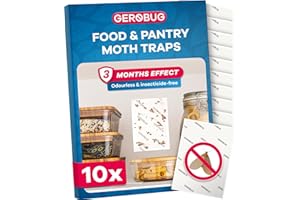 GEROBUG Pułapka na mole spożywcze 10 sztuk XXL Pack - bezzapachowe pułapki na mole spożywcze z maksymalnym efektem przyciągania - pułapka o długim czasie działania