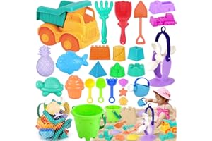MULEVIP Juguetes de Playa 25 Piezas Con Cubo, Palas, Rastrillo, Moldes de Arena y Bolsa de Malla Reutilizable - Para Niñas y Niños 1 2 3 Años
