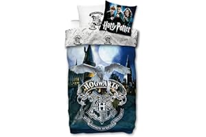 SKYBRANDS Harry Potter - Juego de cama (135 x 200 cm, 80 x 80 cm, 2 piezas, 1 funda nórdica y 1 funda de almohada de 100% algodón, certificado Öko-Tex Standard)